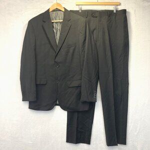 Awearness Kenneth Cole Suit 42L 36x33 Black Wool Slim Fit 2 Pc Set Jacket Pants